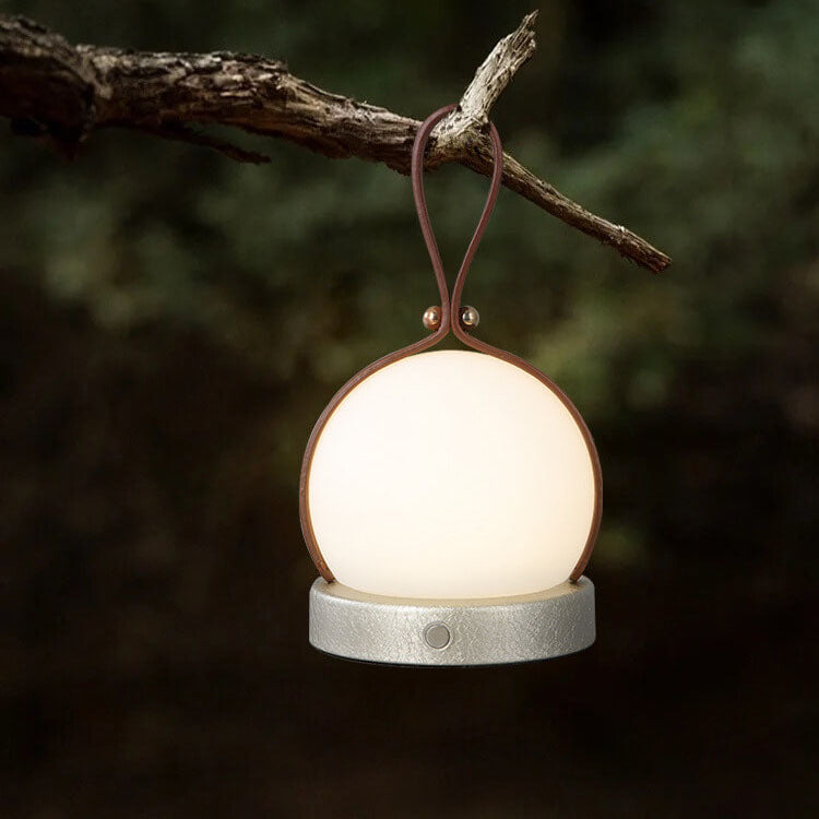 Portable LED USB Night Light Table Lamp - Simple Round Faux Leather