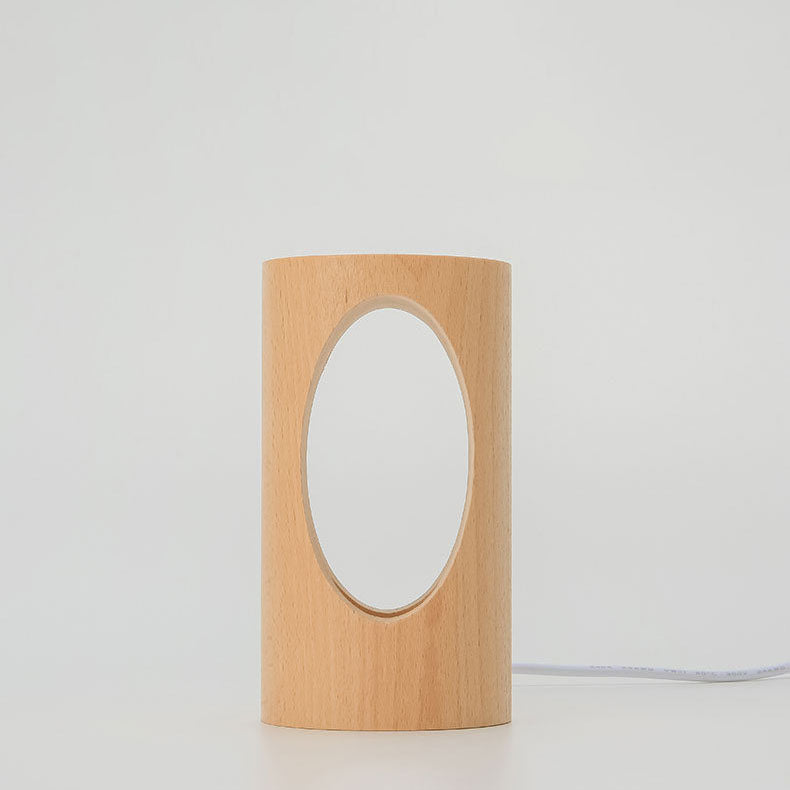 Japanese Solid Wood Rectangular LED Night Lamp USB Table Lamp