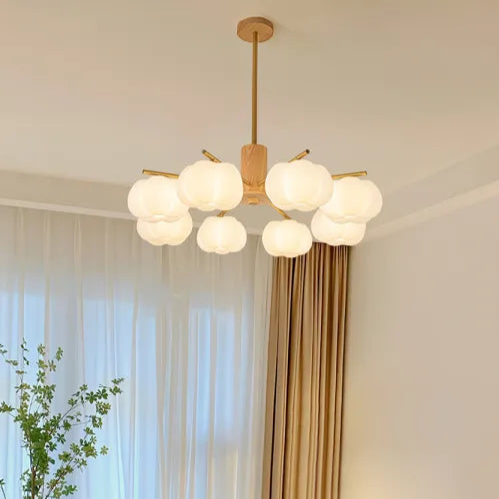 Creative Wooden Cotton Balls Chandelier for Living Room