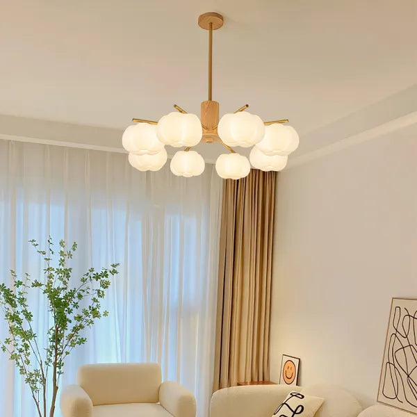 Creative Wooden Cotton Balls Chandelier for Living Room