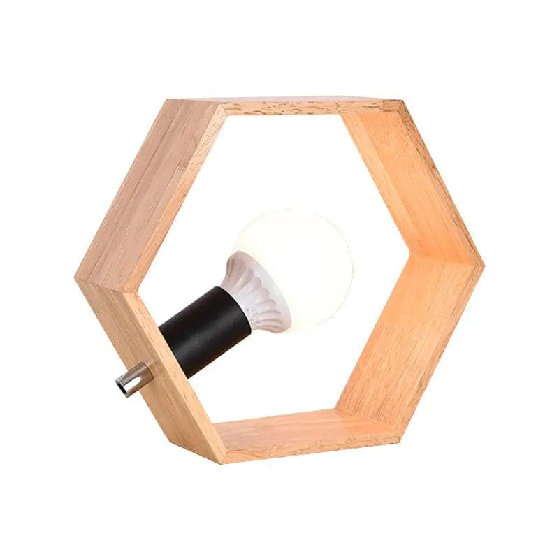 Hexagonal Wooden Table Lamp for Cozy Atmosphere
