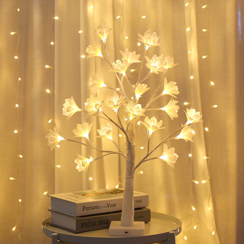 64 LED Copper Wire Orchid USB Rechargeable Tree Lamp