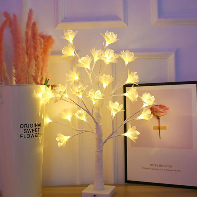64 LED Copper Wire Orchid USB Rechargeable Tree Lamp