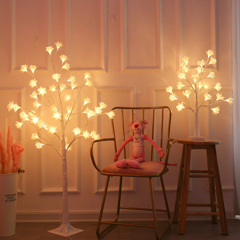 64 LED Copper Wire Orchid USB Rechargeable Tree Lamp