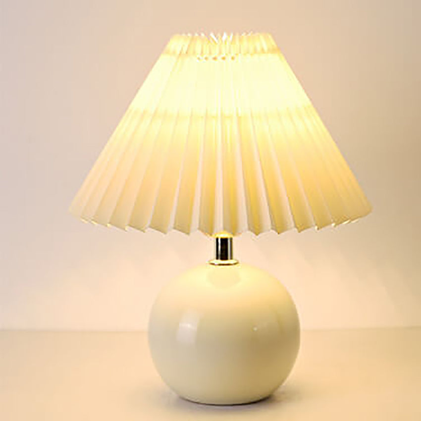 Vintage Fabric Shade Ceramic 1-Light Table Lamp Australia