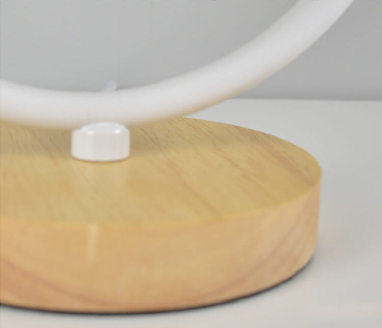 Nordic Linen White Ring 1-Light Dimmable Table Lamp