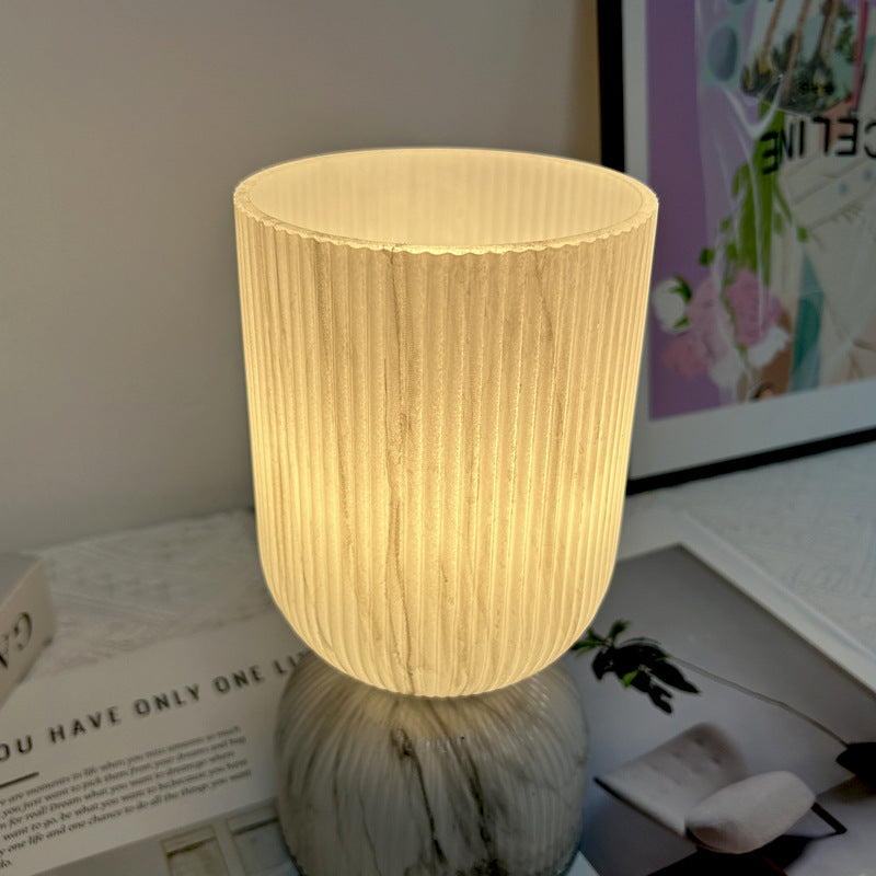 Modern Minimalist Cylinder Funnel Glass 1-Light Table Lamp