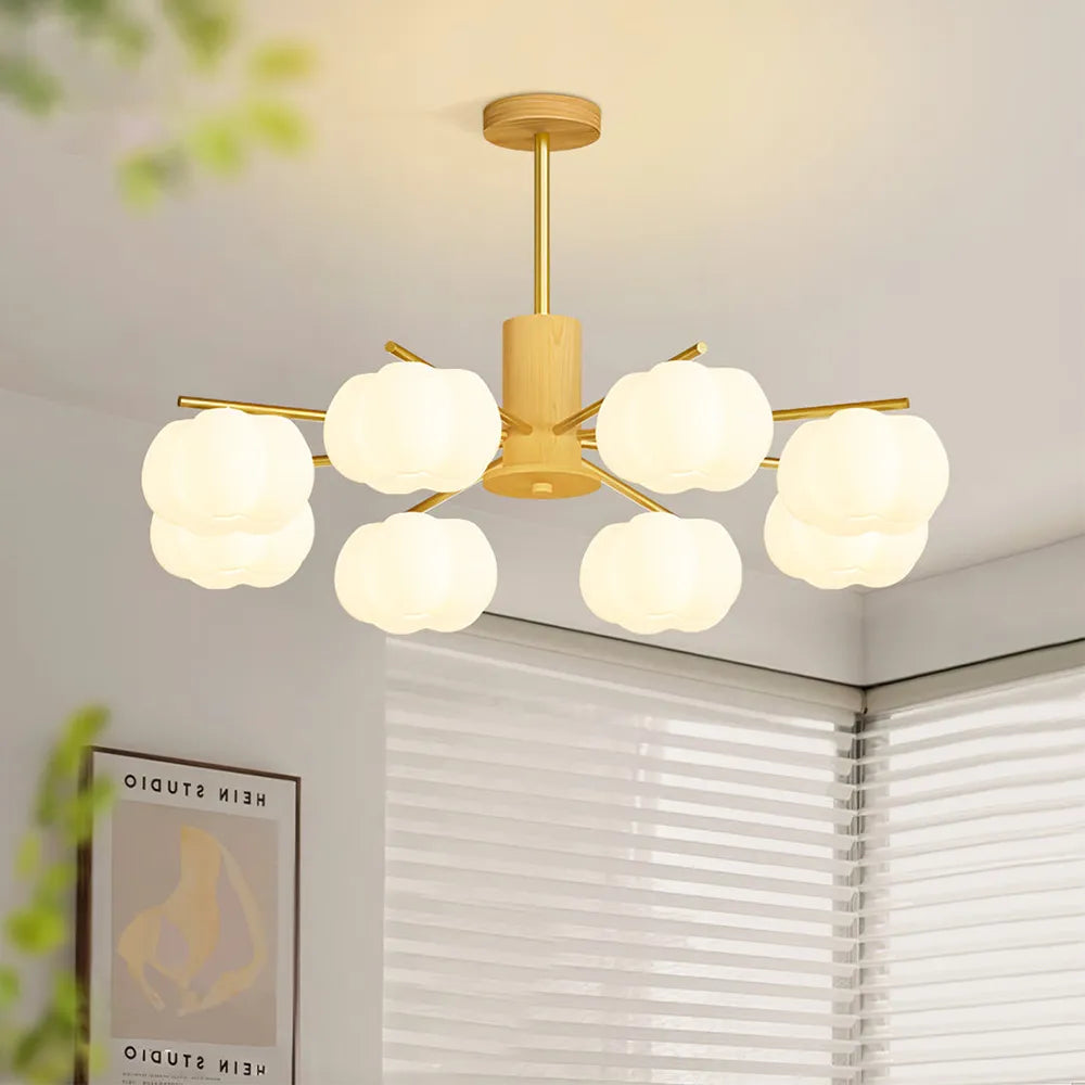 Creative Wooden Cotton Balls Chandelier for Living Room