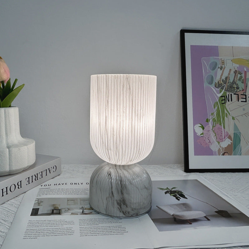 Modern Minimalist Cylinder Funnel Glass 1-Light Table Lamp