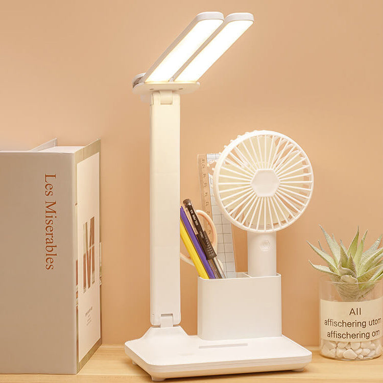 Adjustable LED Desk Lamp with Dual Heads and Multi-Angle Design