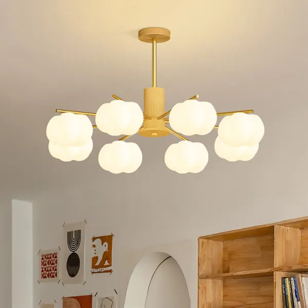 Creative Wooden Cotton Balls Chandelier for Living Room