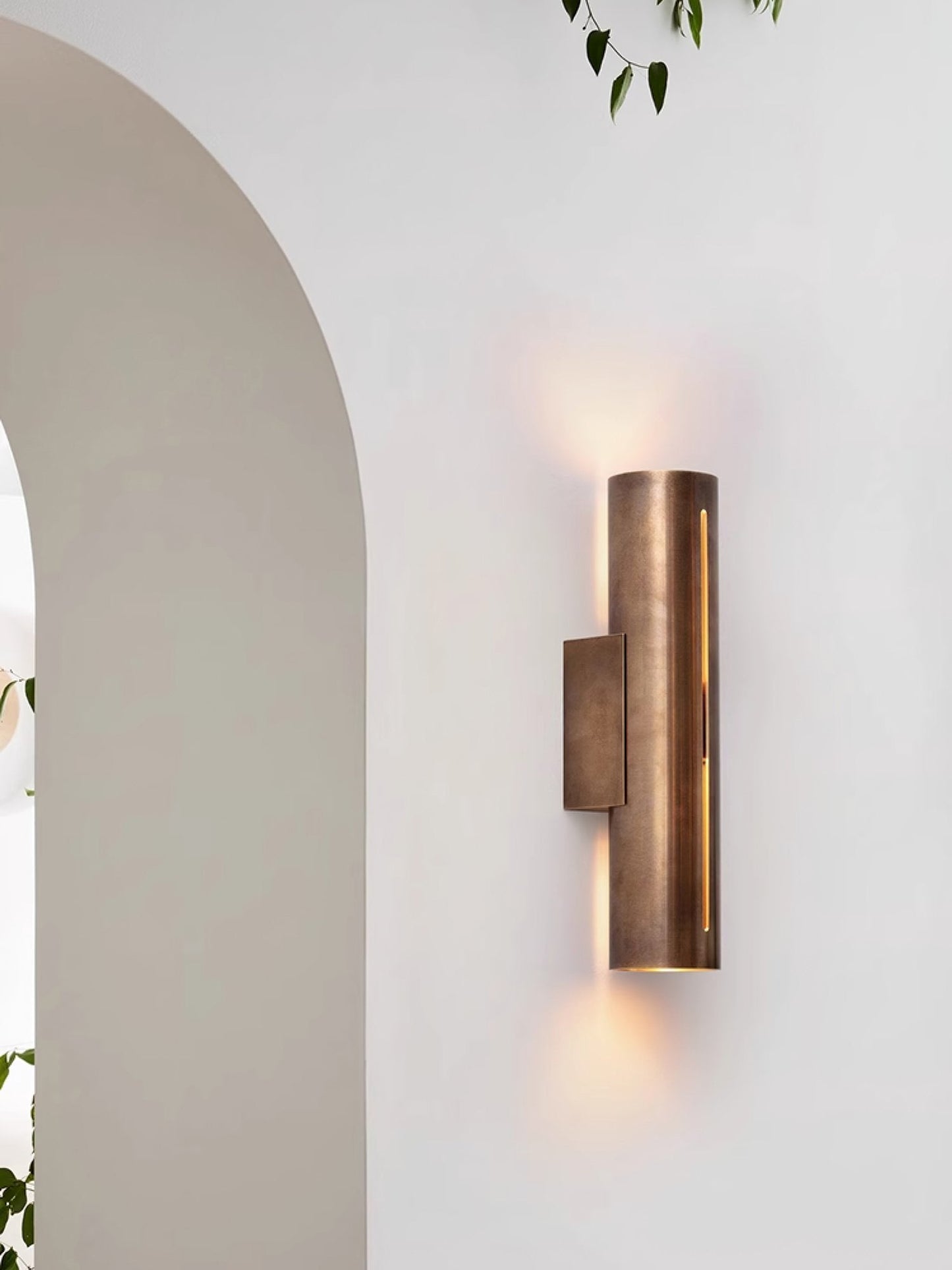 Aria Cylinder Wall Light LED Indoor Brass Fixture