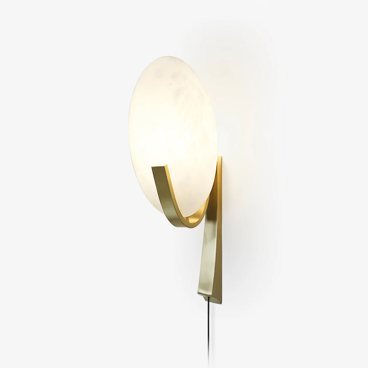 Alice Alabaster Plug-in Wall Lamp with LED and Antique Brass