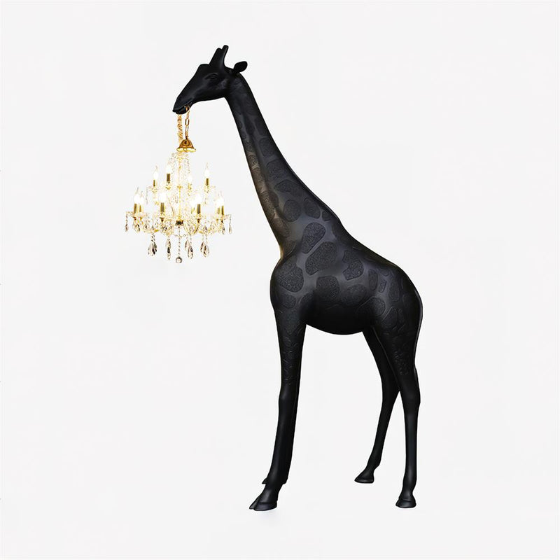 Giraffe Sculpture Floor Lamp with Crystal Chandelier Light