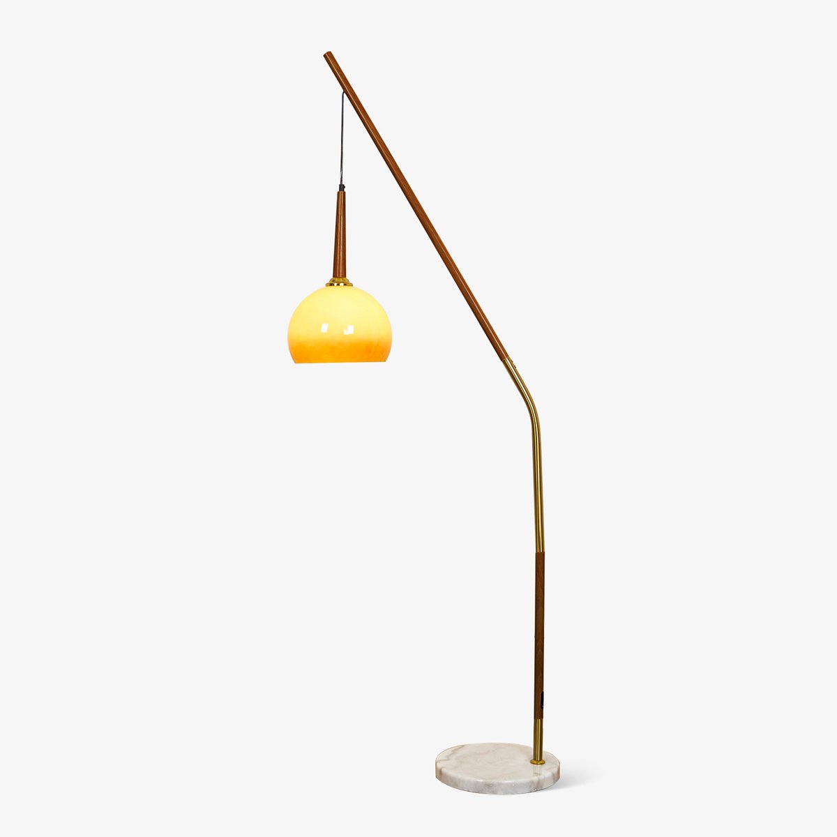 Hulusi Hanging Floor Lamp with Orange Shade and Marble Base