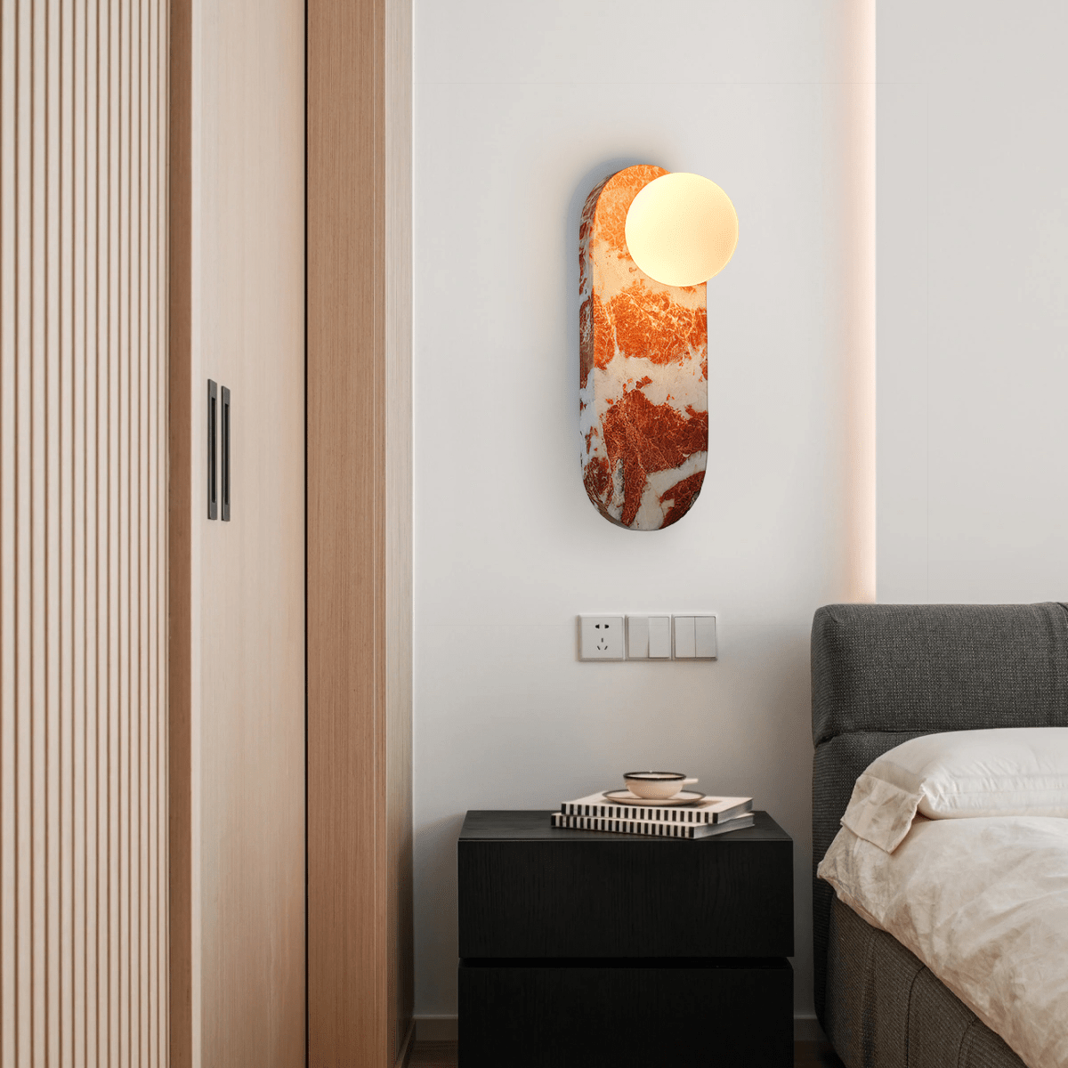 Lucie Wall Lamp - Indoor LED Marble Fixture, Mid-Century Design