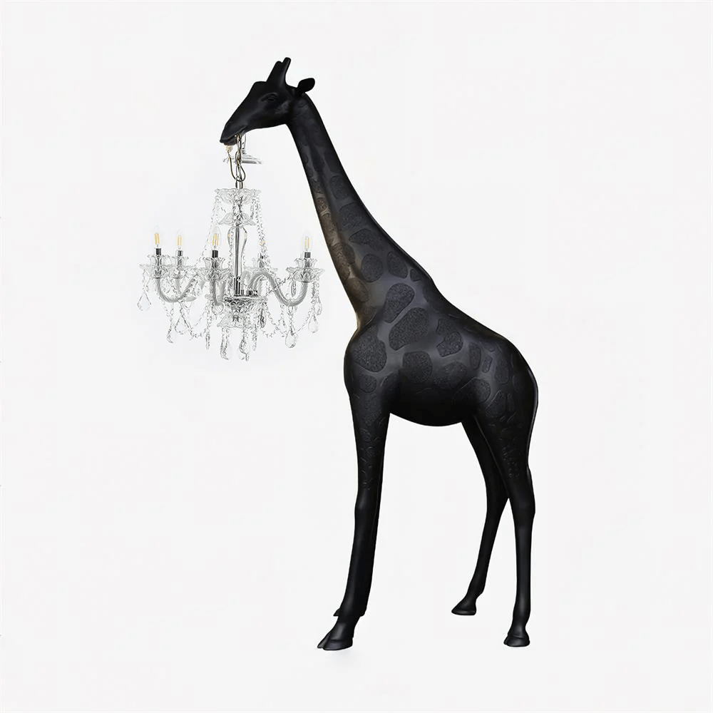 Giraffe Sculpture Floor Lamp with Crystal Chandelier Light