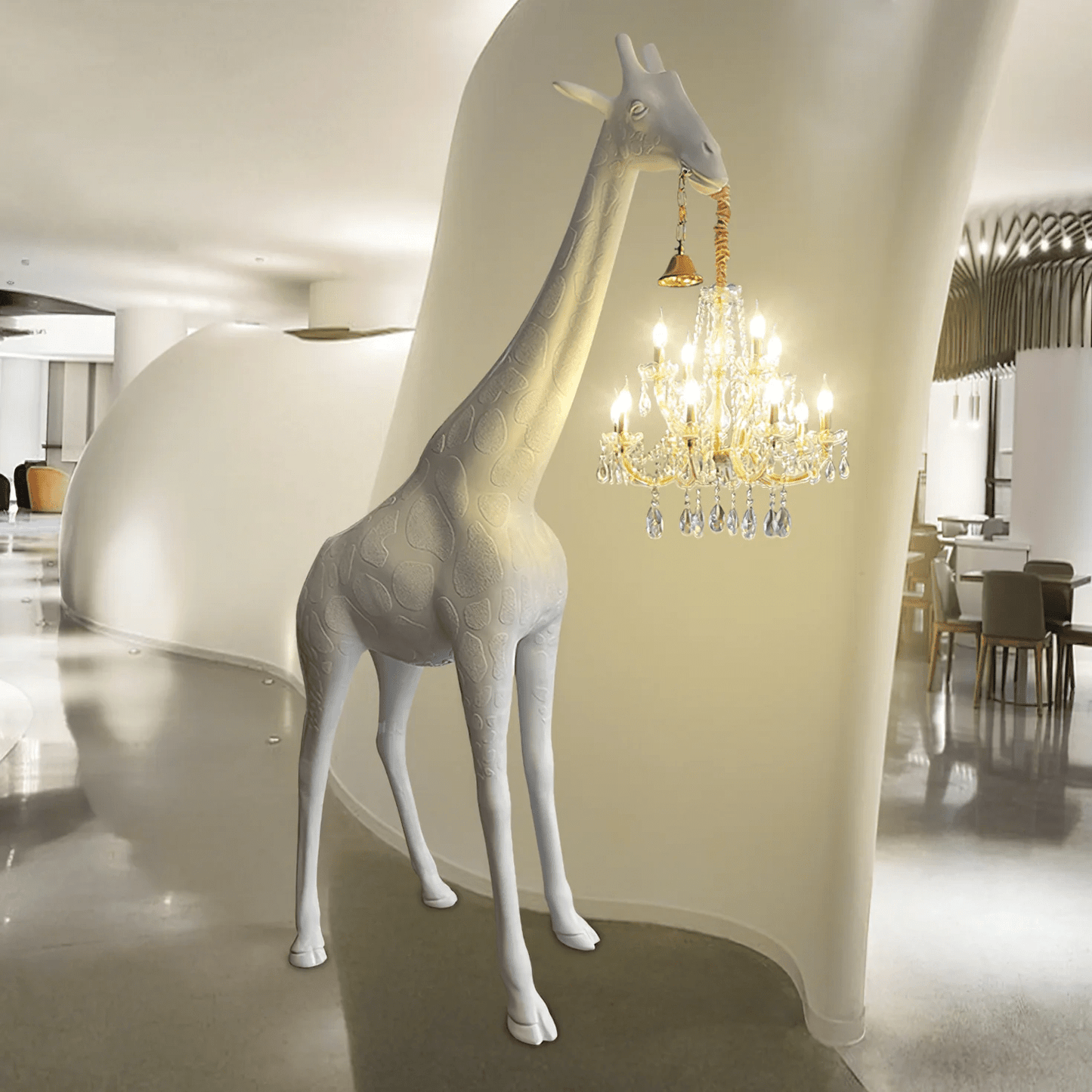 Giraffe Sculpture Floor Lamp with Crystal Chandelier Light