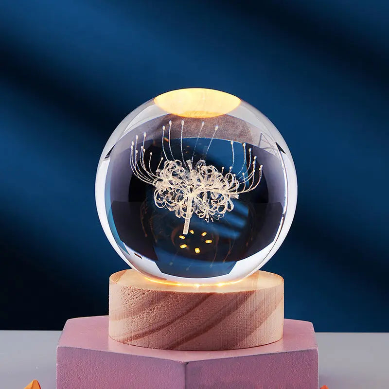 3D Crystal Night Lamp with LED Lighting - Adjustable Brightness