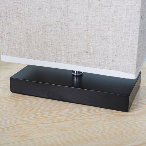 Modern Simplicity Rectangular Linen Black Wooden Base 1-Light Table Lamp