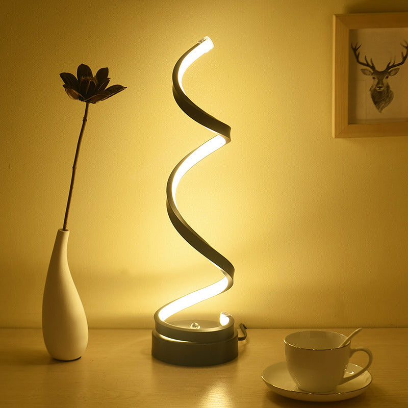 Spiral Ribbon Metal Desk Lamp Black/White/Gold LED Lighting