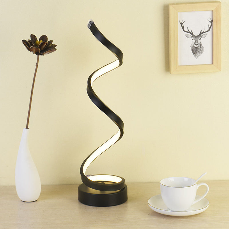 Spiral Ribbon Metal Desk Lamp Black/White/Gold LED Lighting
