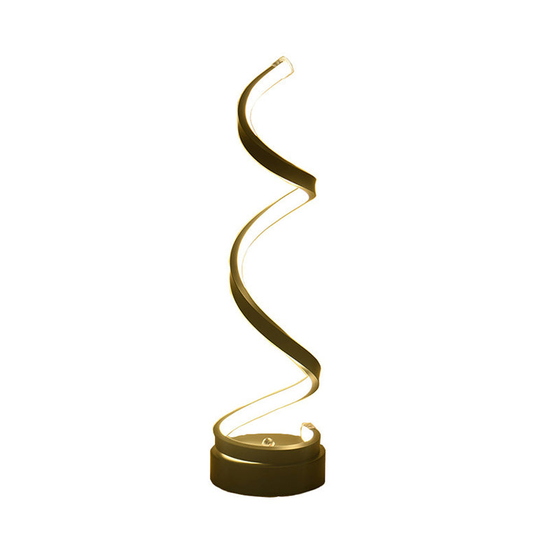 Spiral Ribbon Metal Desk Lamp Black/White/Gold LED Lighting