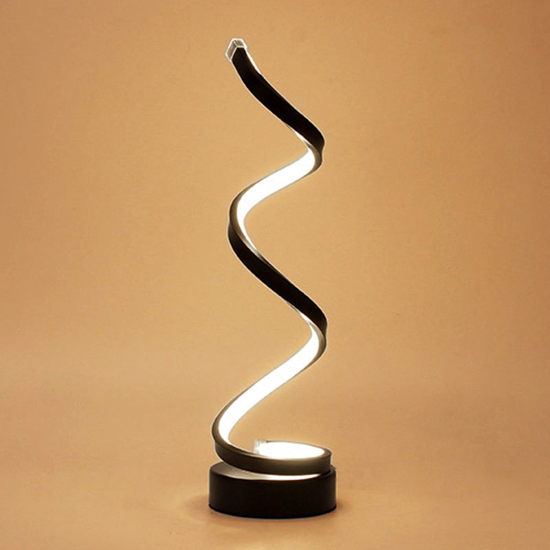 Spiral Ribbon Metal Desk Lamp Black/White/Gold LED Lighting