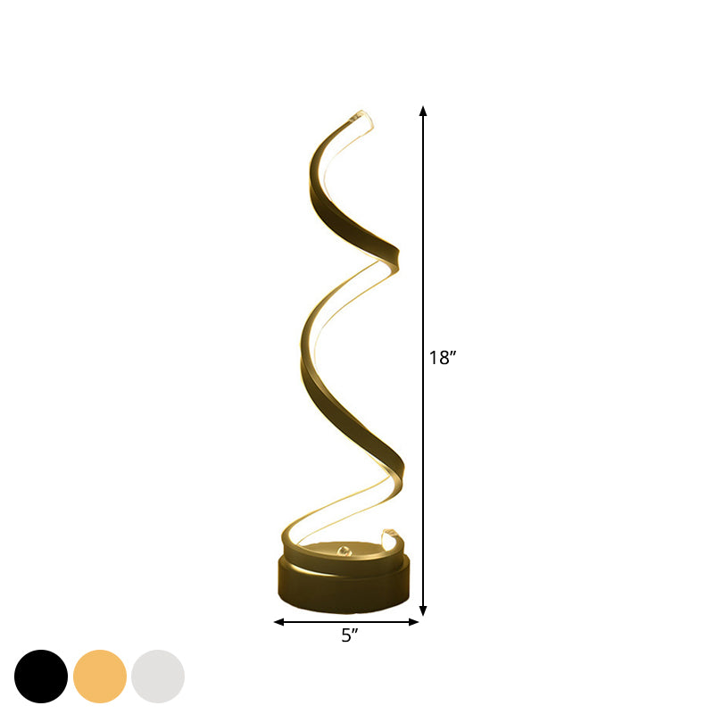 Spiral Ribbon Metal Desk Lamp Black/White/Gold LED Lighting