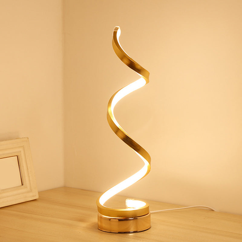 Spiral Ribbon Metal Desk Lamp Black/White/Gold LED Lighting