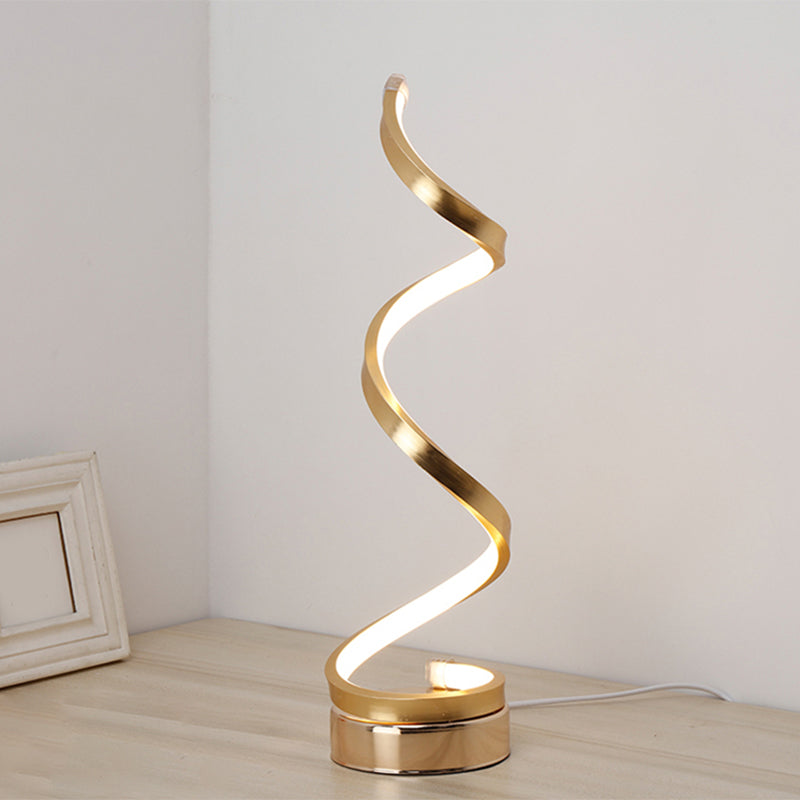 Spiral Ribbon Metal Desk Lamp Black/White/Gold LED Lighting