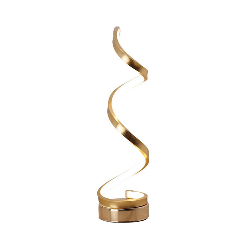 Spiral Ribbon Metal Desk Lamp Black/White/Gold LED Lighting
