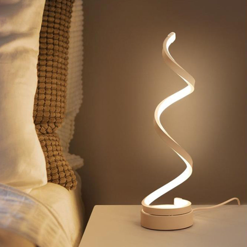 Spiral Ribbon Metal Desk Lamp Black/White/Gold LED Lighting