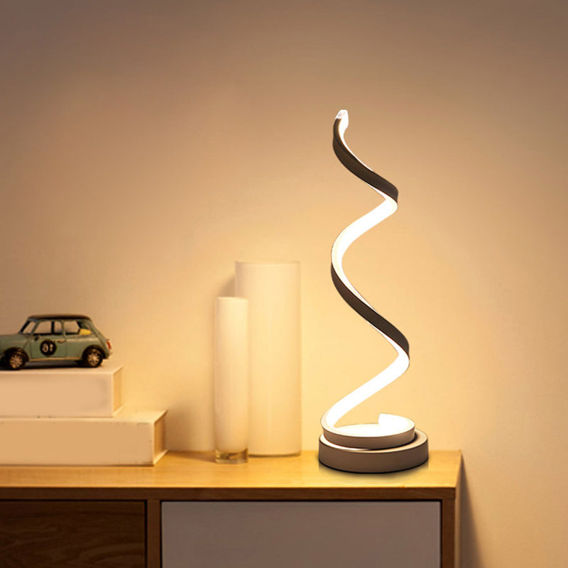 Spiral Ribbon Metal Desk Lamp Black/White/Gold LED Lighting