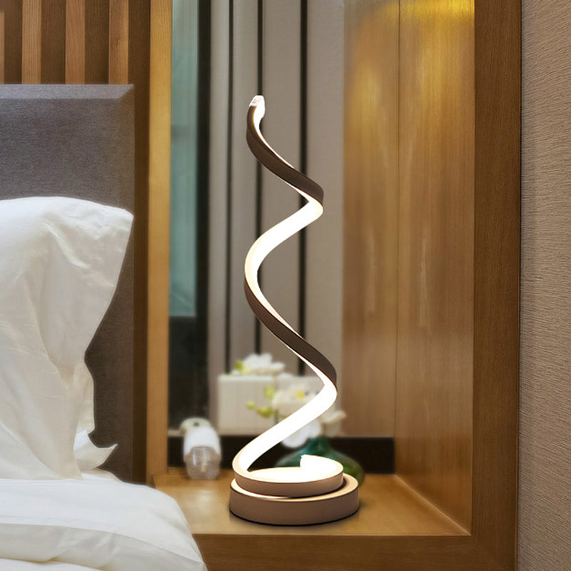 Spiral Ribbon Metal Desk Lamp Black/White/Gold LED Lighting