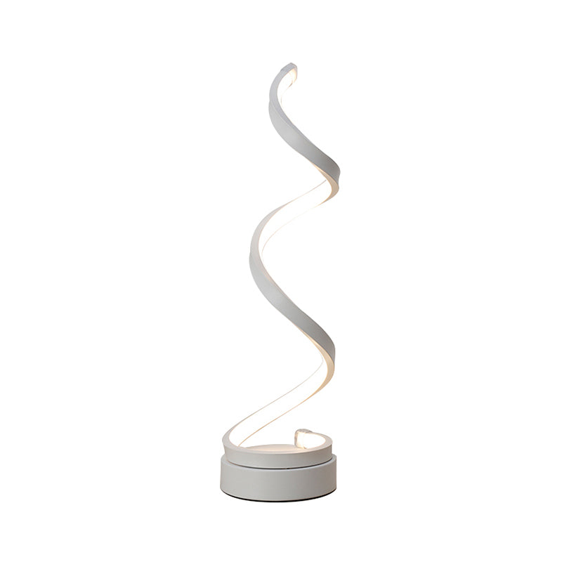 Spiral Ribbon Metal Desk Lamp Black/White/Gold LED Lighting