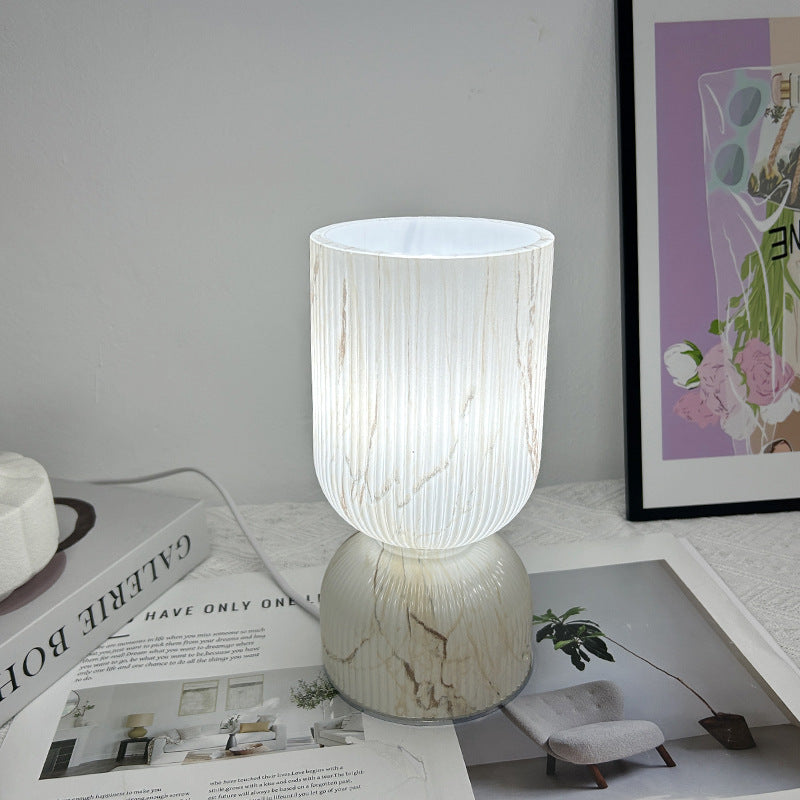 Modern Minimalist Cylinder Funnel Glass 1-Light Table Lamp