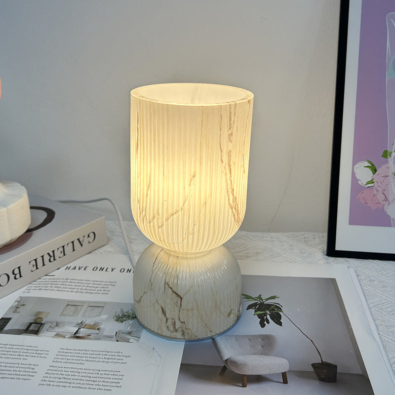Modern Minimalist Cylinder Funnel Glass 1-Light Table Lamp