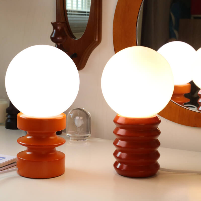 Orange Vintage Table Lamp with Solid Glass Shade