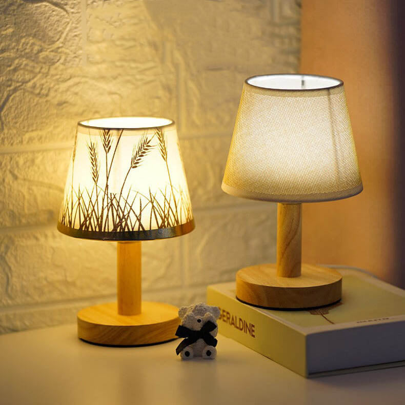 Leinen Drum Shade LED Table Lamp - 1 Light, Modern Design