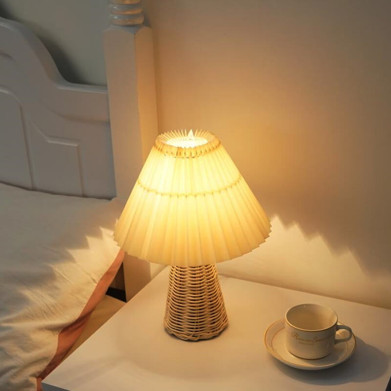 1-Light Table Lamp with Conical Folded Fabric Base