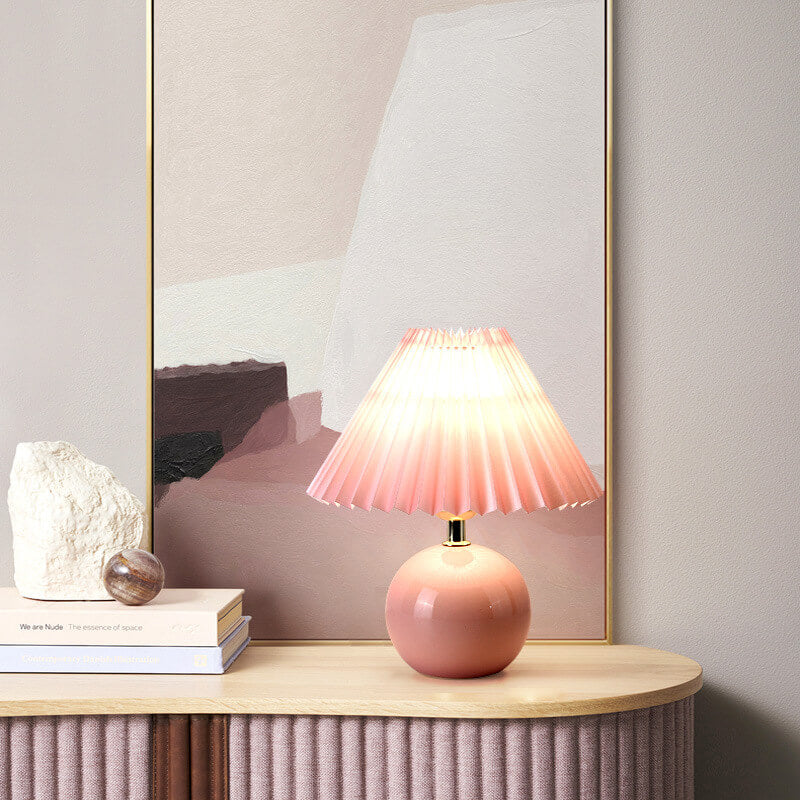 Vintage Fabric Shade Ceramic 1-Light Table Lamp Australia