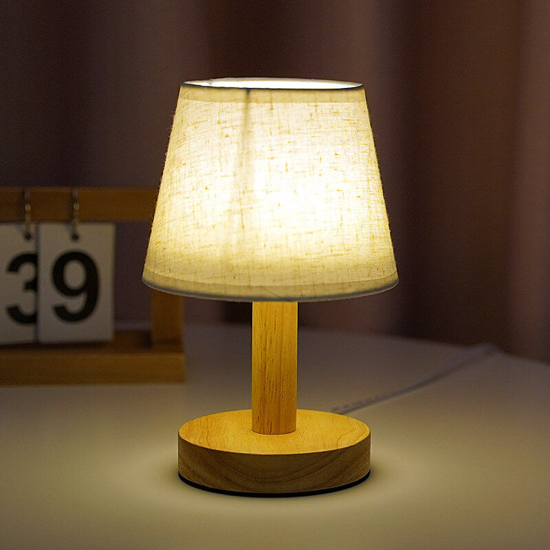 Leinen Drum Shade LED Table Lamp - 1 Light, Modern Design