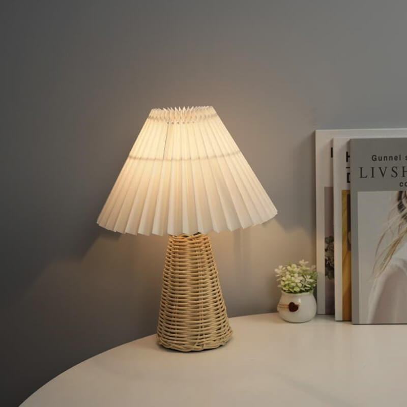 1-Light Table Lamp with Conical Folded Fabric Base