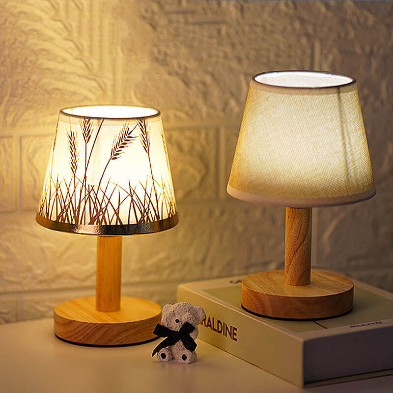 Leinen Drum Shade LED Table Lamp - 1 Light, Modern Design