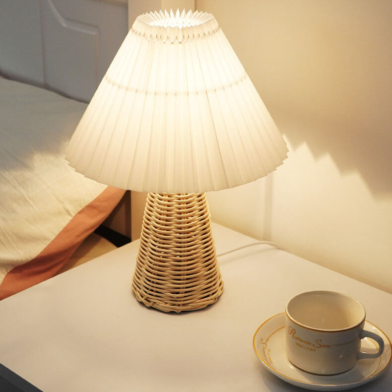1-Light Table Lamp with Conical Folded Fabric Base