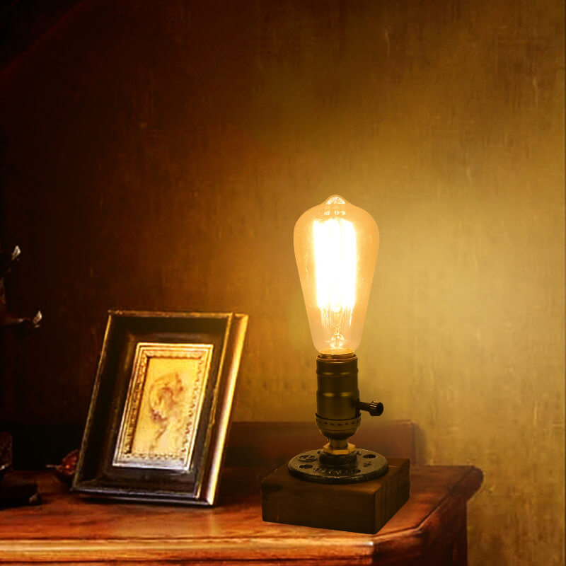 Vintage Industrial Iron Bulb 1-Light Table Lamp
