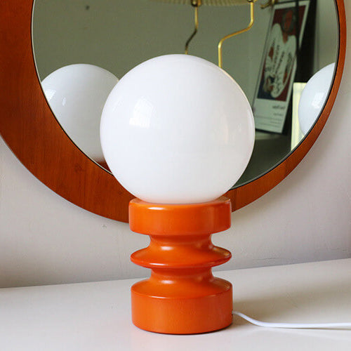 Orange Vintage Table Lamp with Solid Glass Shade