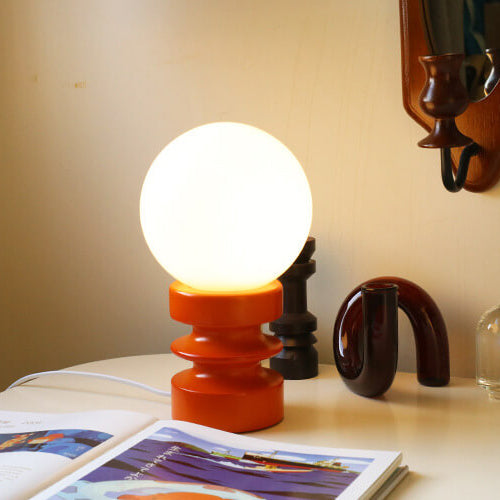 Orange Vintage Table Lamp with Solid Glass Shade