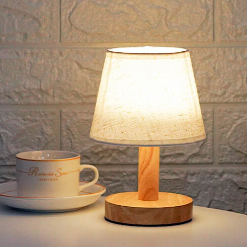 Leinen Drum Shade LED Table Lamp - 1 Light, Modern Design